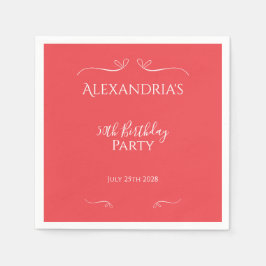 Servilleta De Papel 50.ª fiesta de cumpleaños corazones rojos rosados 