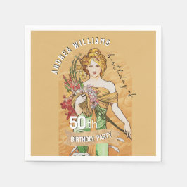 Servilleta De Papel 50.ª fiesta de cumpleaños, diosa de primavera, art