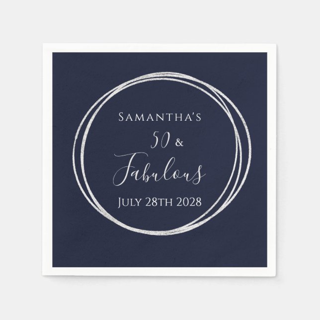 Servilleta De Papel 50.ª plata de la marina de cumpleaños 50 y fabulos (Anverso)