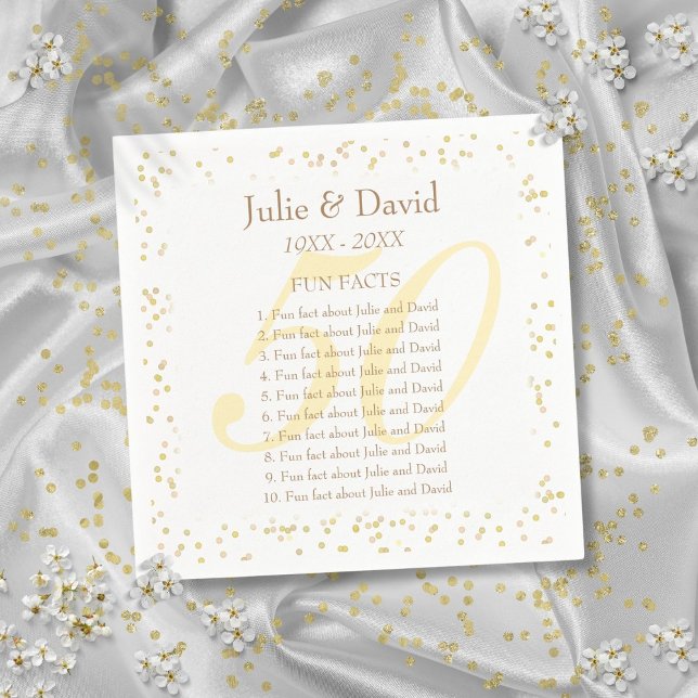 Servilleta De Papel 50.º Aniversario Boda Hechos divertidos (50th Wedding Anniversary Fun Facts Paper Napkins)