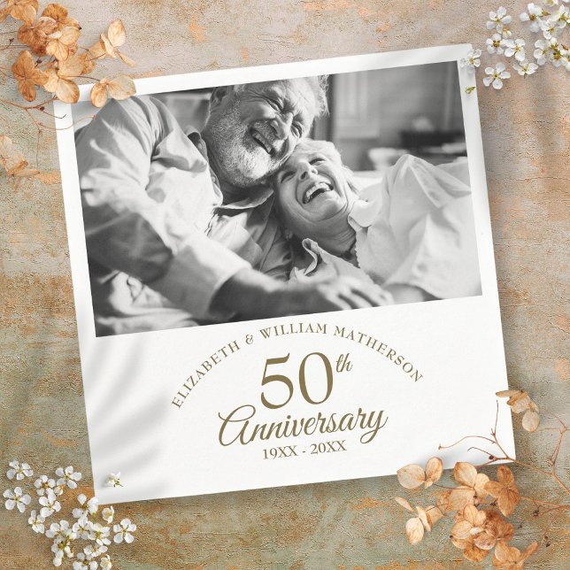 Servilleta De Papel 50.º Aniversario del Boda de Oro (50th Golden Wedding Anniversary Photo Napkins)
