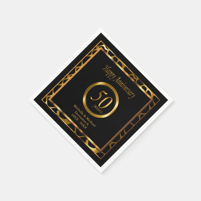 Servilleta De Papel 50.º Aniversario del Boda de Oro | Patrón de jiraf (Borde)