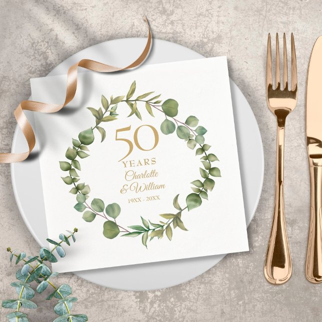 Servilleta De Papel 50.º Aniversario del Boda Dorado de la vegetación  (Subido por el creador)
