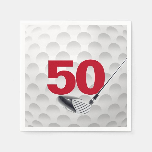 Servilleta De Papel 50.º Ball de golf de cumpleaños (Anverso)