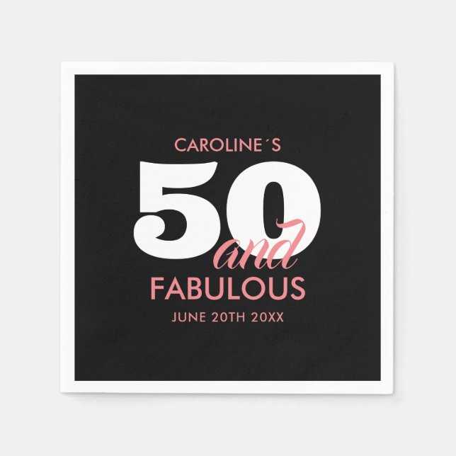 Servilleta De Papel 50.º Cumpleaños 50 Y Fabuloso (Anverso)