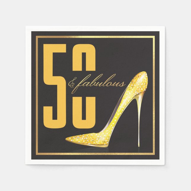 Servilleta De Papel 50.º cumpleaños 50 y fabuloso Fiesta (Anverso)