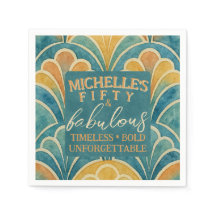 50.º cumpleaños estilo Art Deco Verde azulado y de