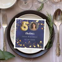 50.º cumpleaños estrellas de oro azul marino