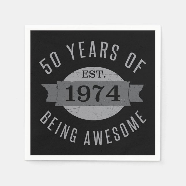 Servilleta De Papel 50.º cumpleaños impresionante 1974 (Anverso)