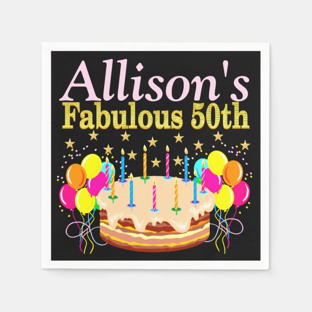 SERVILLETA DE PAPEL 50.º CUMPLEAÑOS NAPKINS DE CELEBRACIÓN PERSONALIZA (Anverso)