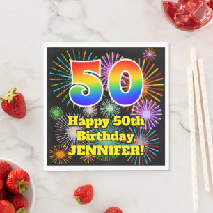 Servilleta De Papel 50.º cumpleaños: Patrón de fuegos artificiales 