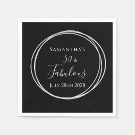 Servilleta De Papel 50.º cumpleaños Plata negra 50 y Fiesta fabuloso