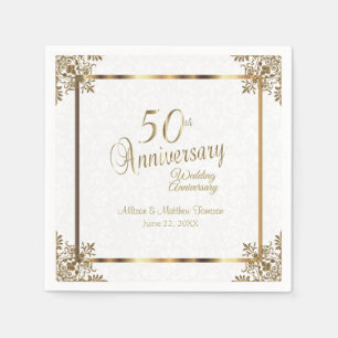 Servilleta De Papel 50.º diseño de Aniversario de Oro Vintage