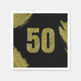 Servilleta De Papel 50.º Fiesta Purpurina de oro