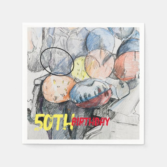 Servilleta De Papel 50.º globo de cumpleaños (Anverso)