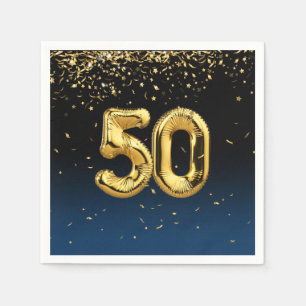 Servilleta De Papel 50.º globo de oro y servilletas de confetti