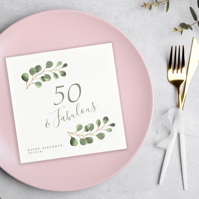 Servilleta De Papel 50.º nombre de cumpleaños elegante personalizado (Subido por el creador)