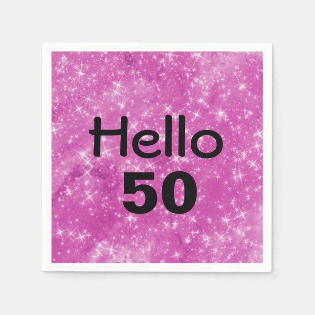 Servilleta De Papel 50.º Purpurina Rosa de Cumpleaños (Anverso)