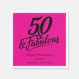 Servilleta De Papel 50 and Fabulous Birthday Chic Pink and Black