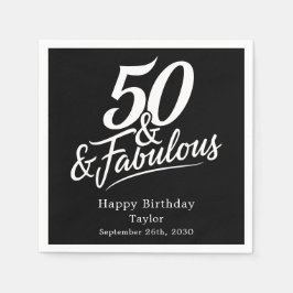 Servilleta De Papel 50 and Fabulous Birthday Chic Script Custom