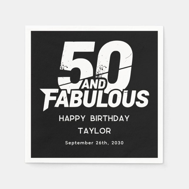 Servilleta De Papel 50 and Fabulous Bold Grunge Distressed Birthday (Anverso)
