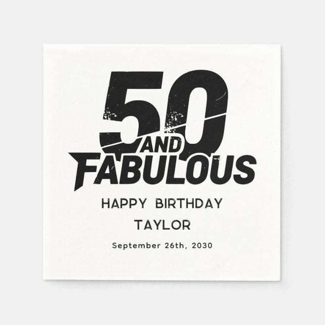 Servilleta De Papel 50 and Fabulous Bold Grunge Distressed Black White (Anverso)