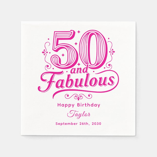 Servilleta De Papel 50 and Fabulous Festive Swirls Whimsical Pink (Anverso)