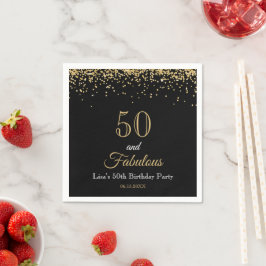 Servilleta De Papel 50 and Fabulous Gold Glitter and Black Birthday