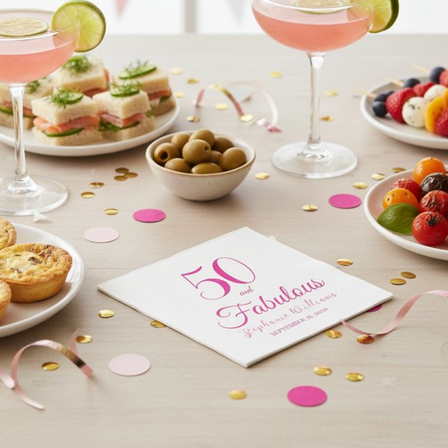 Servilleta De Papel 50 and Fabulous Name Date 50th Birthday Party (Subido por el creador)