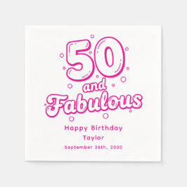 Servilleta De Papel 50 and Fabulous Retro Bubble Letter Birthday Pink