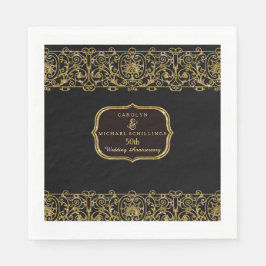 Servilleta De Papel 50° Aniversario Boda Fiesta Art Deco Nouveau