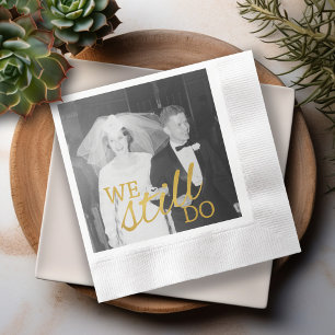 Servilleta De Papel 50° Aniversario Boda Foto personalizada Dorada