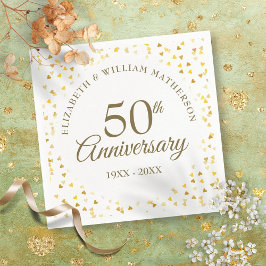Servilleta De Papel 50° Aniversario de Golden Love Hearts Confetti