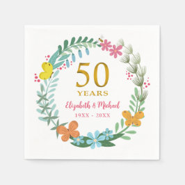Servilleta De Papel 50° Aniversario de la corona de mariposa dorada fl