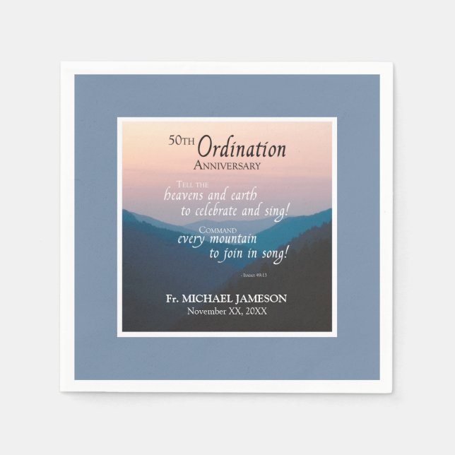 Servilleta De Papel 50° Aniversario de la Ordenación Felicitaciones (Anverso)