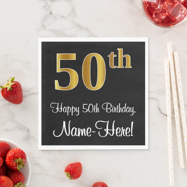 Servilleta De Papel 50 Aniversario ~ Elegante Lujoso Faux Gold Look # (In situ)