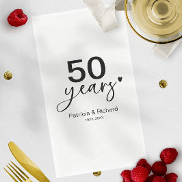 Servilleta De Papel 50 años de Boda Aniversario Negro y Blanco