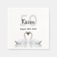 50 cumpleaños cisnes blancos nombre negro elegante