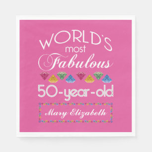 Servilleta De Papel 50 cumpleaños Las gemas más fabulosas frambuesa 