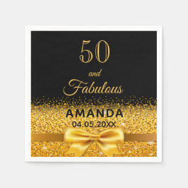 Servilleta De Papel 50 fabuloso cumpleaños arco dorado negro