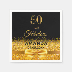 Servilleta De Papel 50 fabuloso cumpleaños arco dorado negro