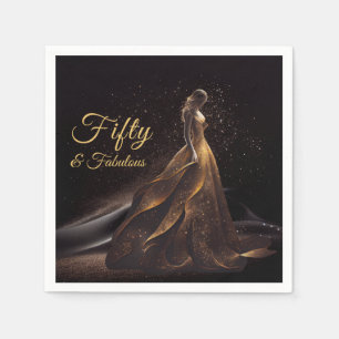 Servilleta De Papel 50 Fabuloso Purpurina Black Gold Sparkle 50