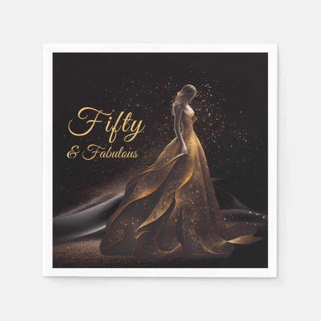 Servilleta De Papel 50 Fabuloso Purpurina Black Gold Sparkle 50 (Anverso)