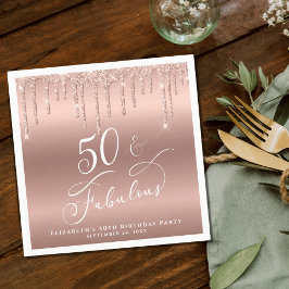 Servilleta De Papel 50 Fabuloso Rosa Purpurina Fiesta de Cumpleaños de