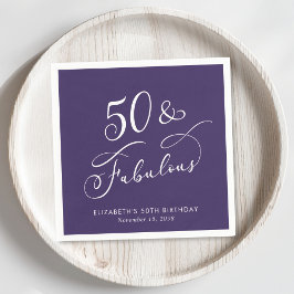 Servilleta De Papel 50 Fabulous Purple 50th Birthday Party