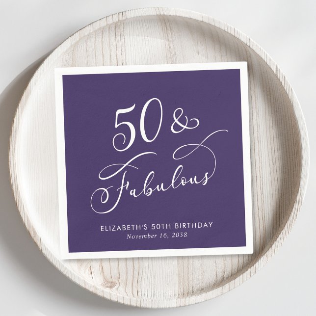 Servilleta De Papel 50 Fabulous Purple 50th Birthday Party (Subido por el creador)