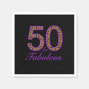 Servilleta De Papel 50.o cumpleaños negro púrpura fabuloso del