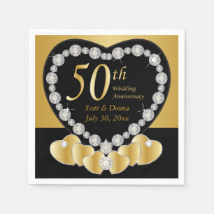 Servilleta De Papel 50.o Texto del aniversario de boda de oro el DIY