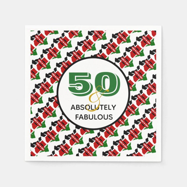 Servilleta De Papel 50 y absolutamente fabuloso Cumpleaños KENYA (Anverso)