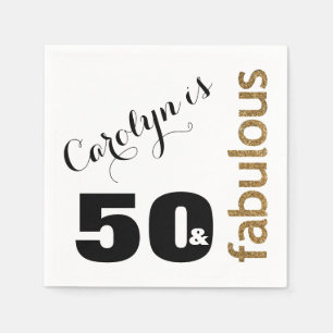 Servilleta De Papel "50 y cumpleaños" del purpurina fabuloso del oro